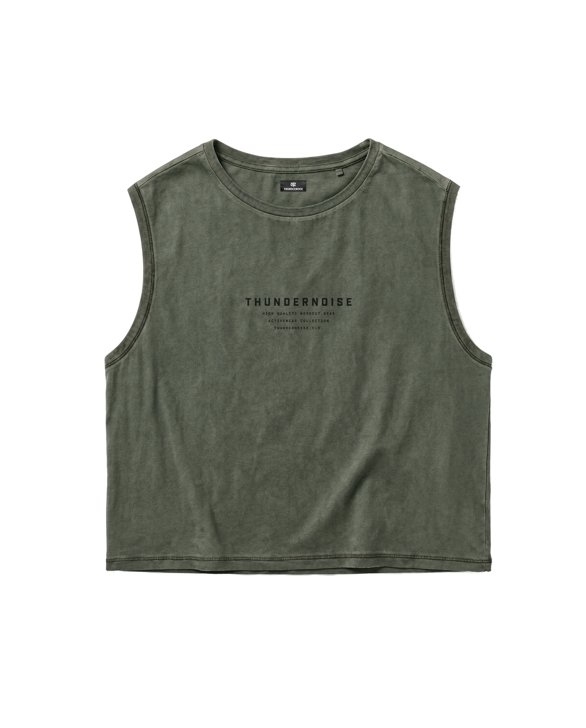 Lift Heavy Run Fast Cropped Tank Top Khaki - Flat Lay Front — View 5