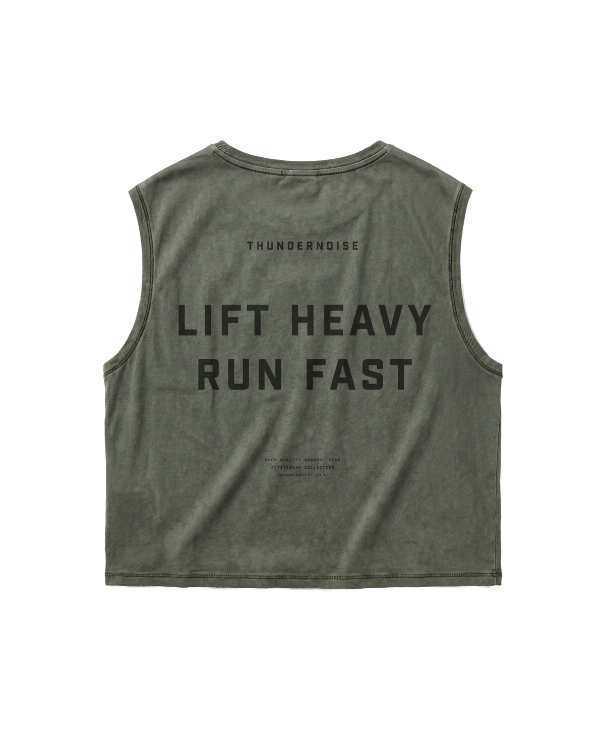 Lift Heavy Run Fast Cropped Tank Top Khaki - Flat Lay Back — View 1