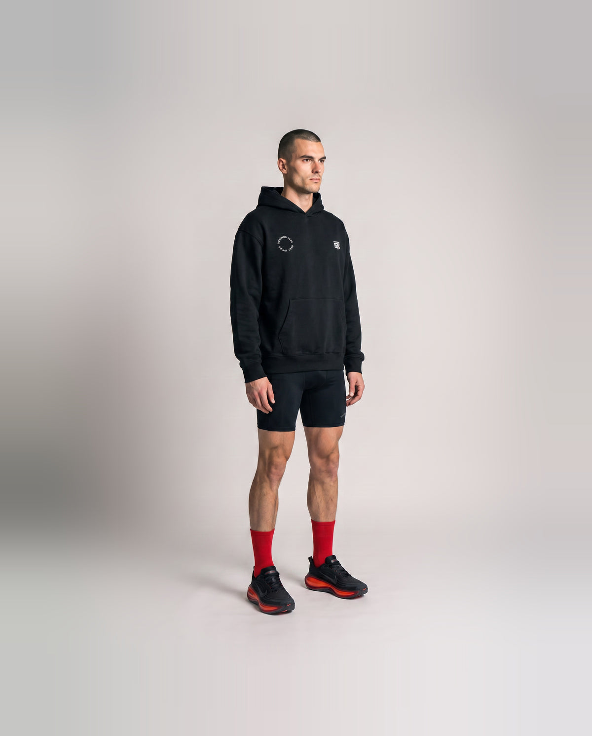 Burning Legs Social Club Oversize Hoodie Black — model three quarter — Ansicht 3