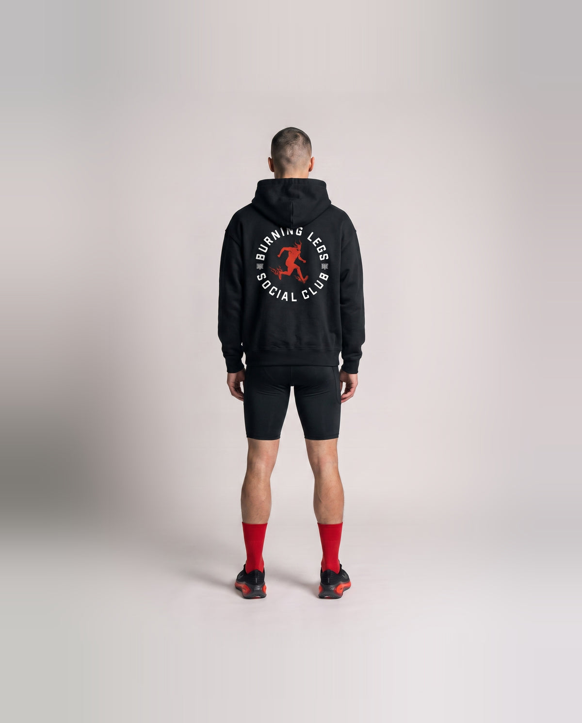 Burning Legs Social Club Oversize Hoodie Black — model back — Ansicht 4