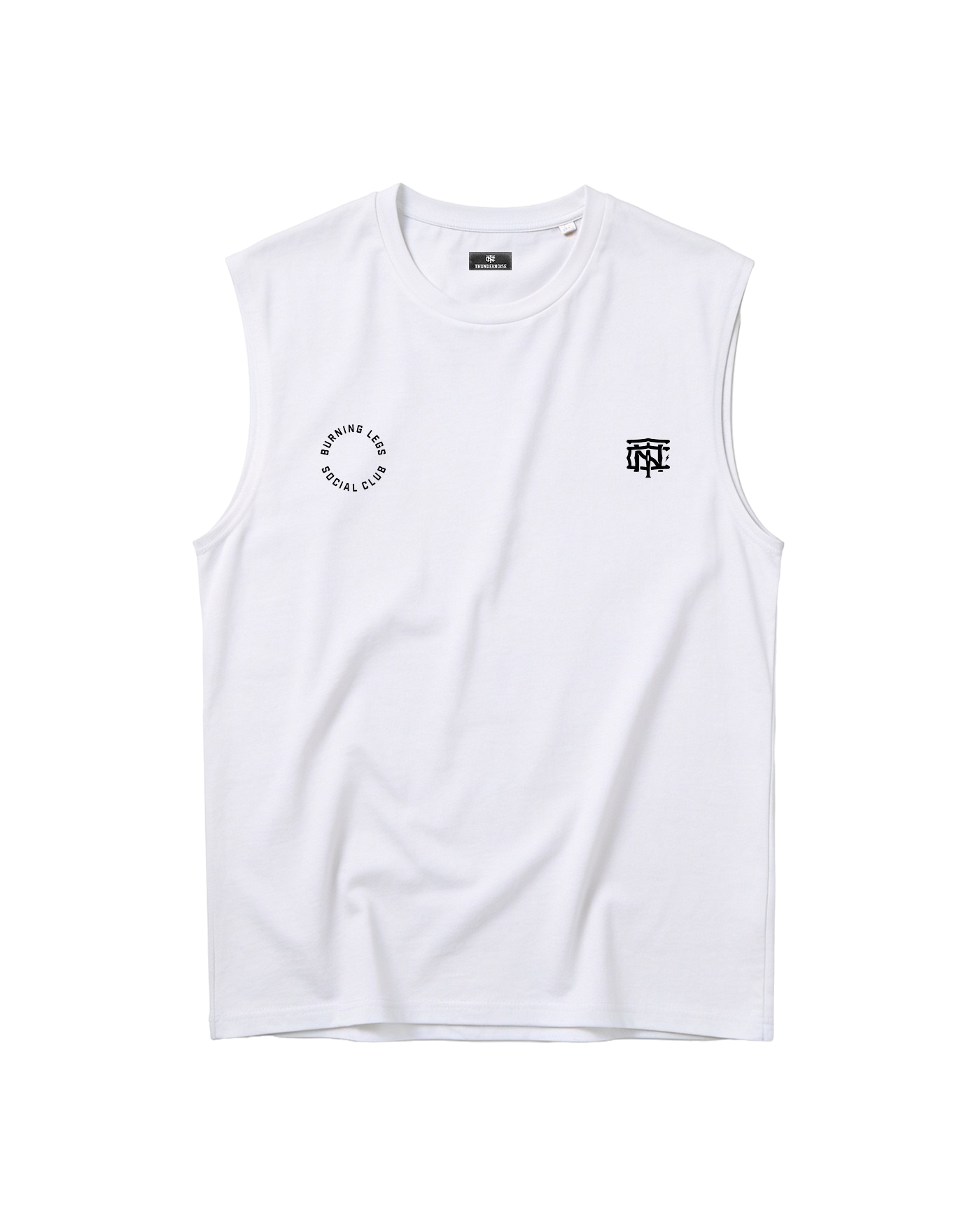 Burning Legs Social Club Tank Top White — front, chest logo — Ansicht 5