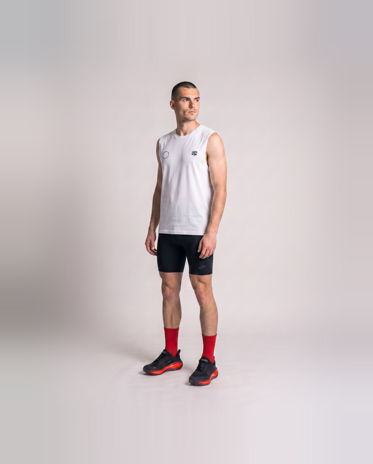 Burning Legs Social Club Tank Top White — model three quarter — Ansicht 3