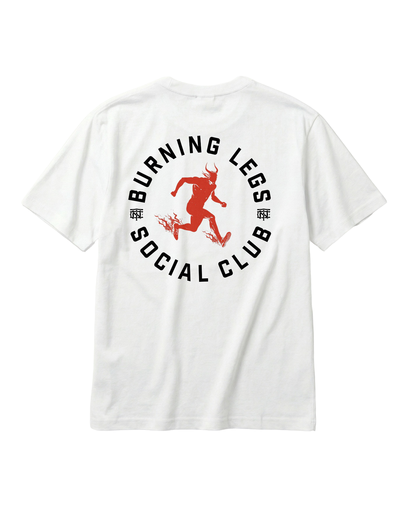 Burning Legs Social Club Oversize T-Shirt White — back print, red running devil — Ansicht 1