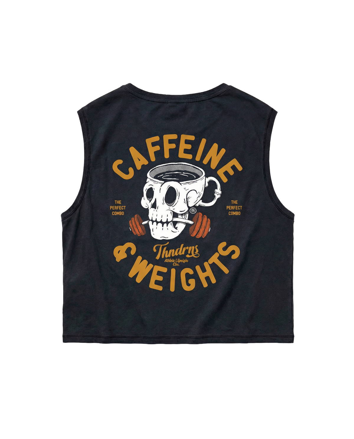 Caffeine & Weights Cropped Tank Top — Vista 1