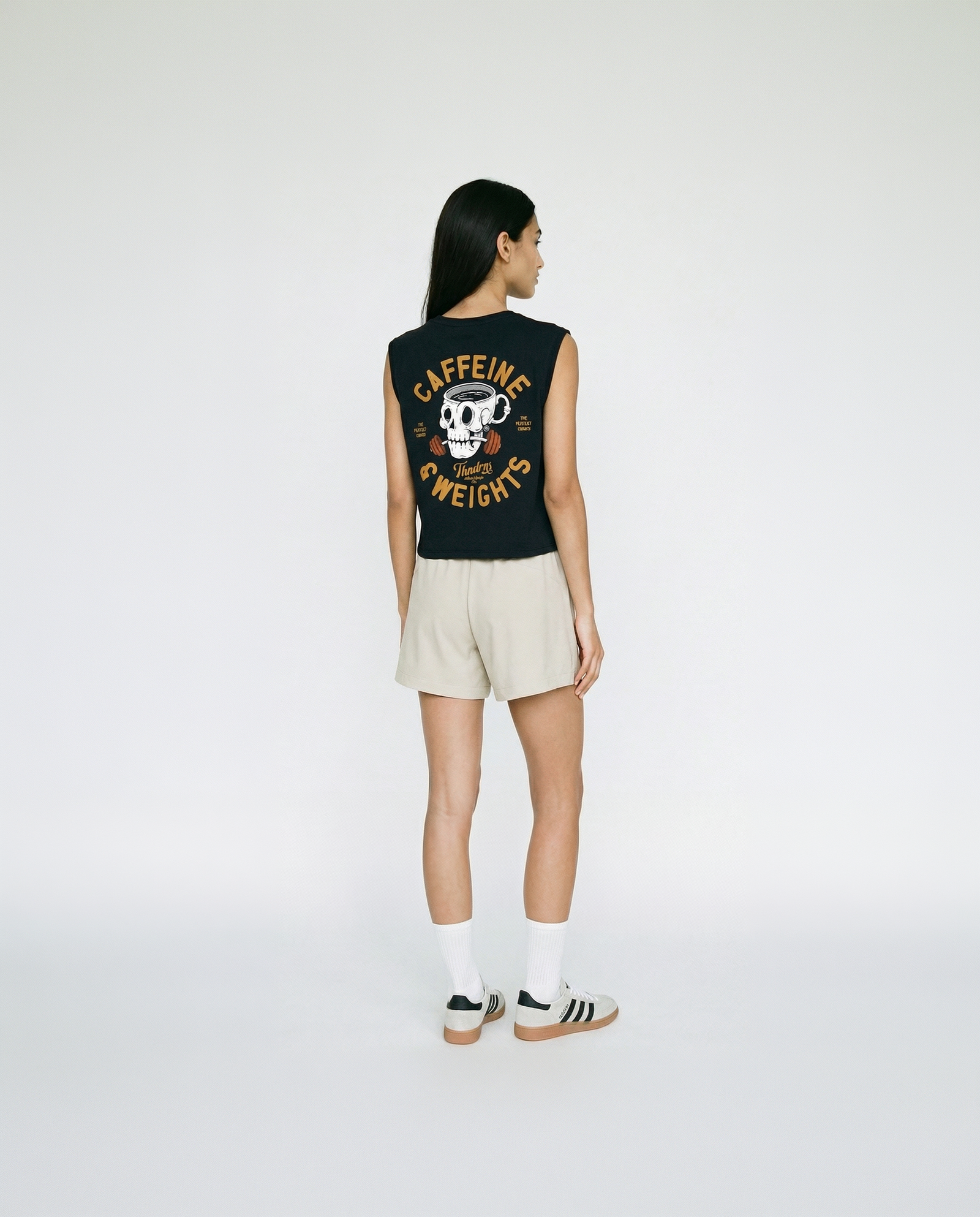Caffeine & Weights Cropped Tank Top — Vista 4