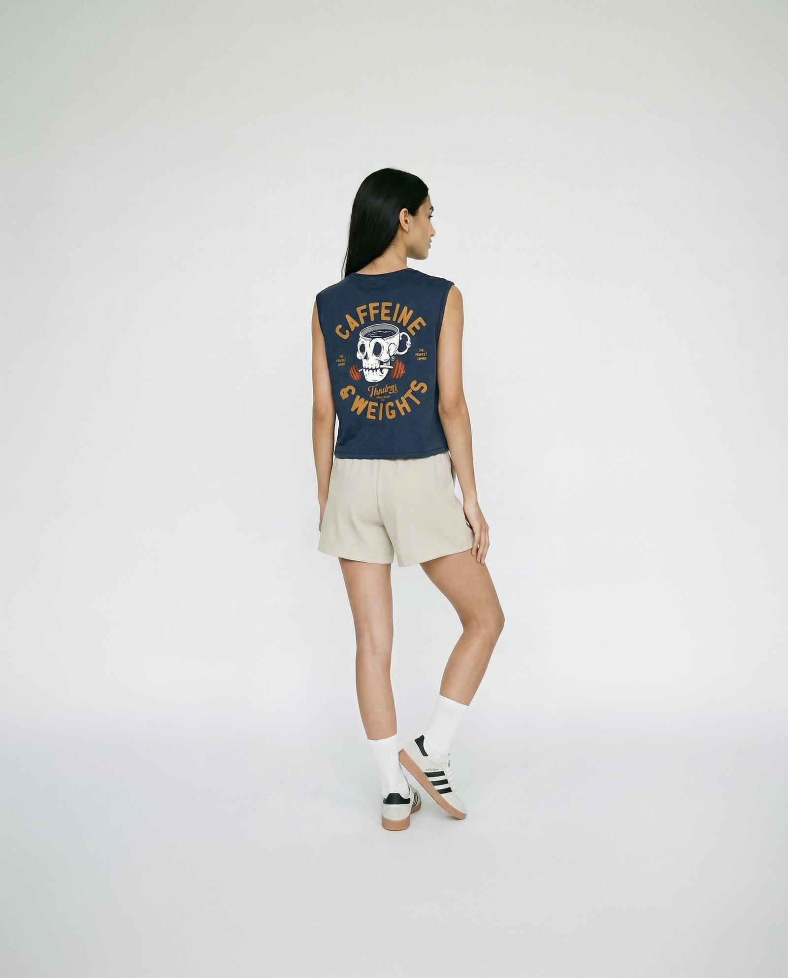 Caffeine & Weights Cropped Tank Top — View 4
