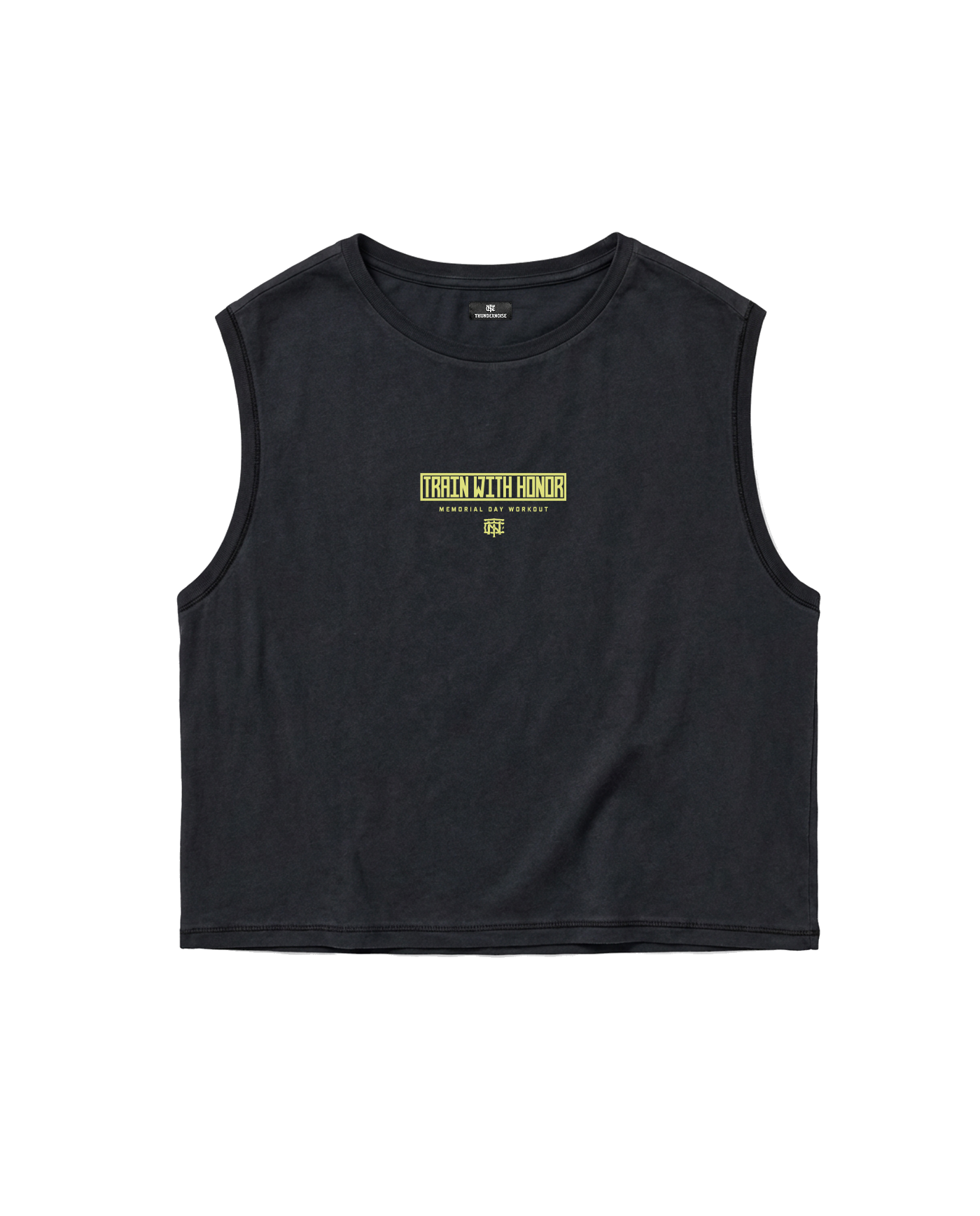 Train With Honor Cropped Tank Top Washed Grey - Front — Ansicht 3