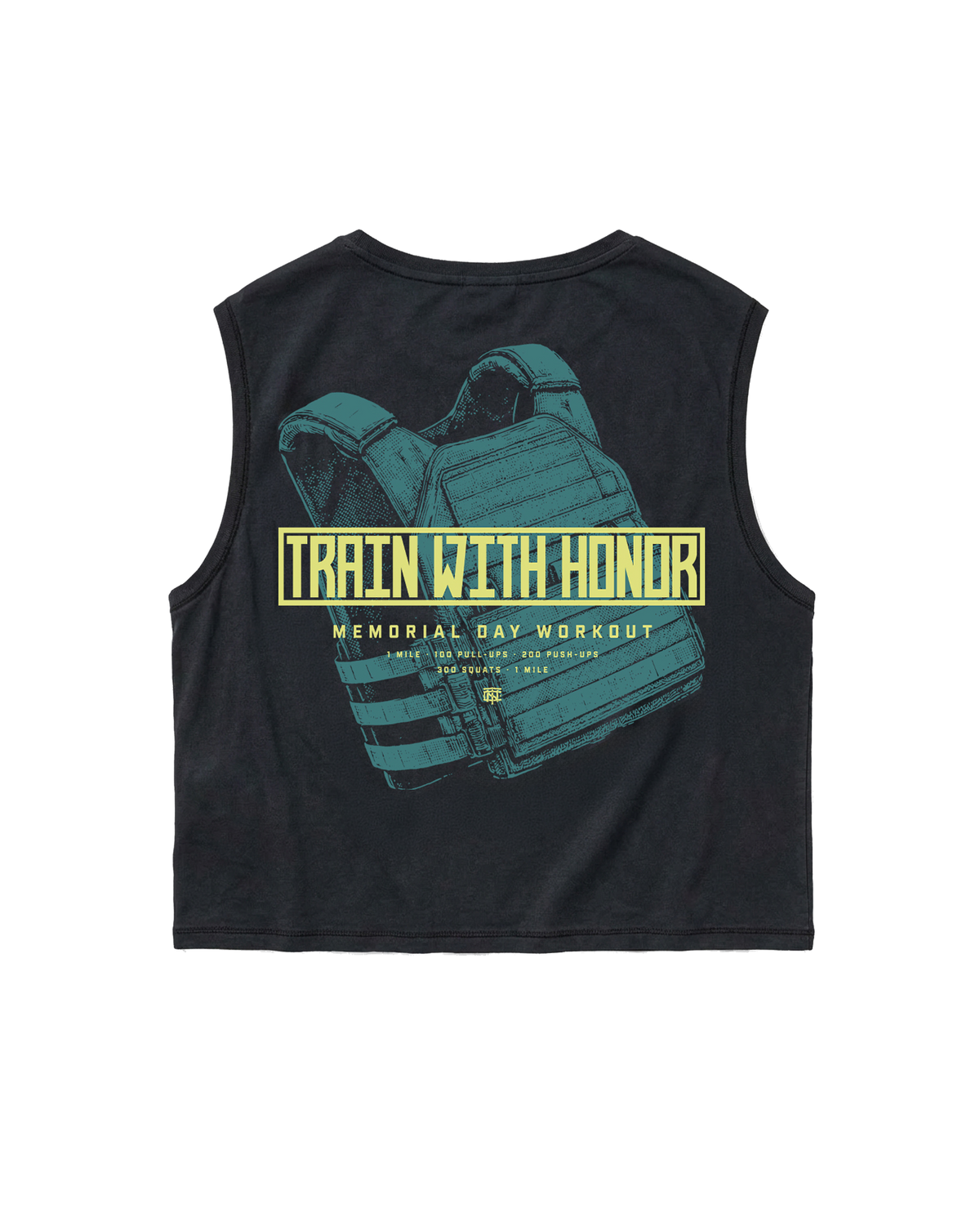 Train With Honor Cropped Tank Top Washed Grey - Back — Ansicht 1
