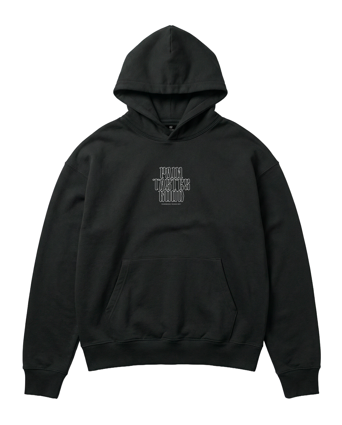 Pain Tastes Good Oversize Hoodie Black - Front — View 3