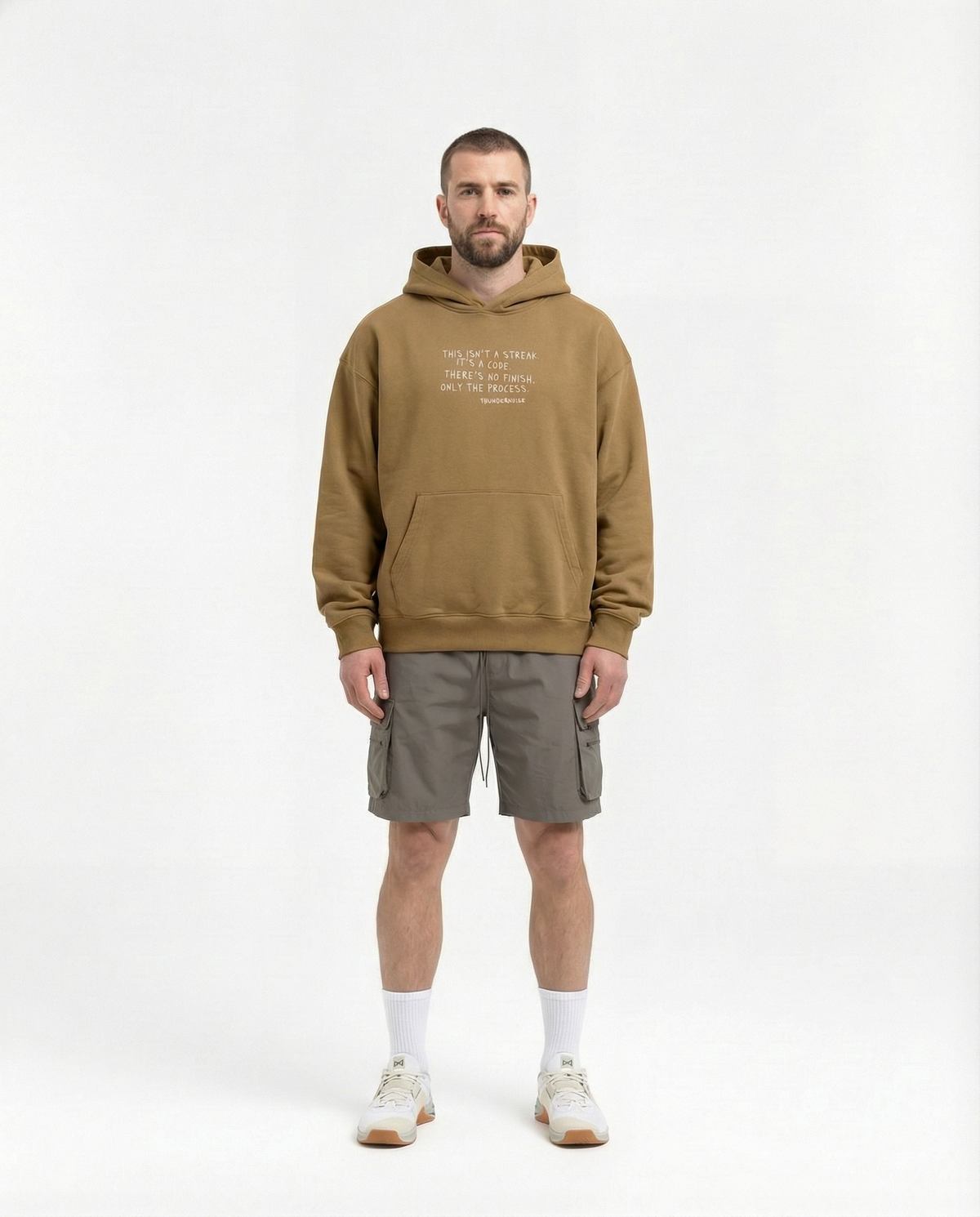 Sisyphus Hoodie Brown - Model Front — Ansicht 4