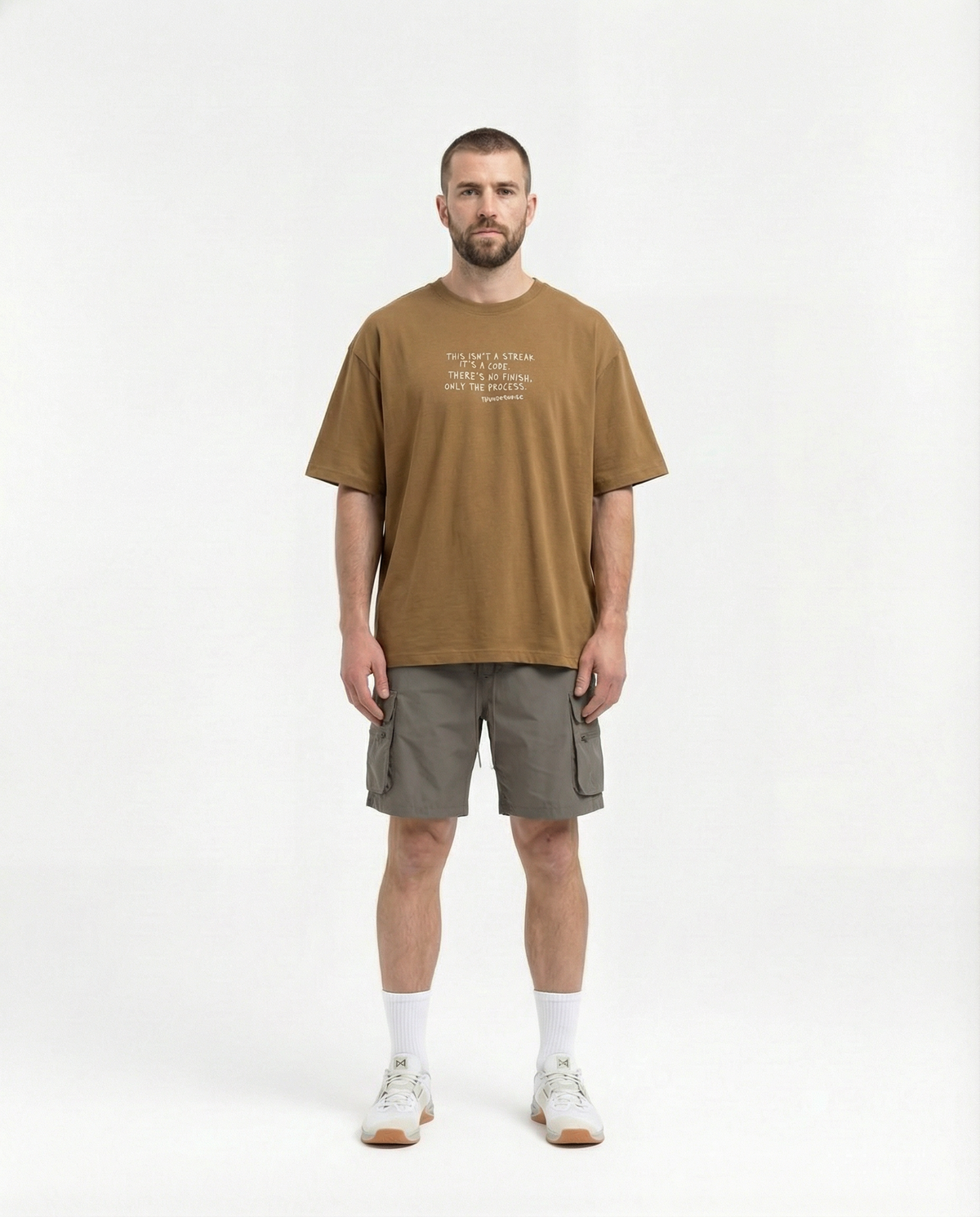Sisyphus Relaxed Tee Brown - Model Front — Ansicht 5