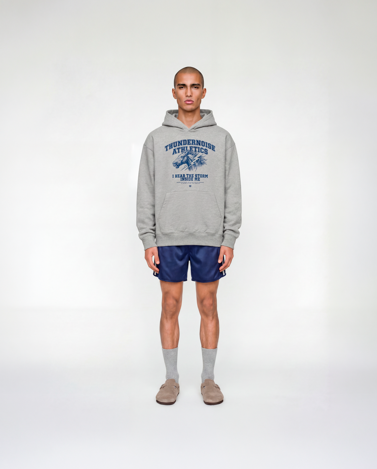 Storm Within Oversize Hoodie Grey - Model Full Body — Vista 3