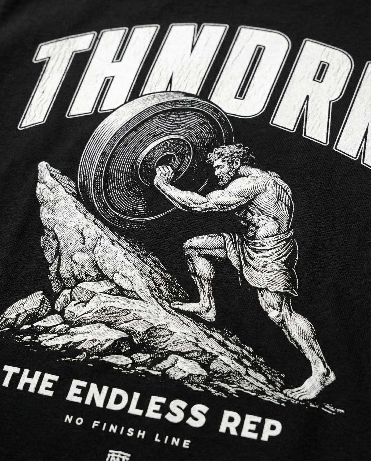 Sisyphus Relaxed Tee Black - Print Detail Back — Vue 7