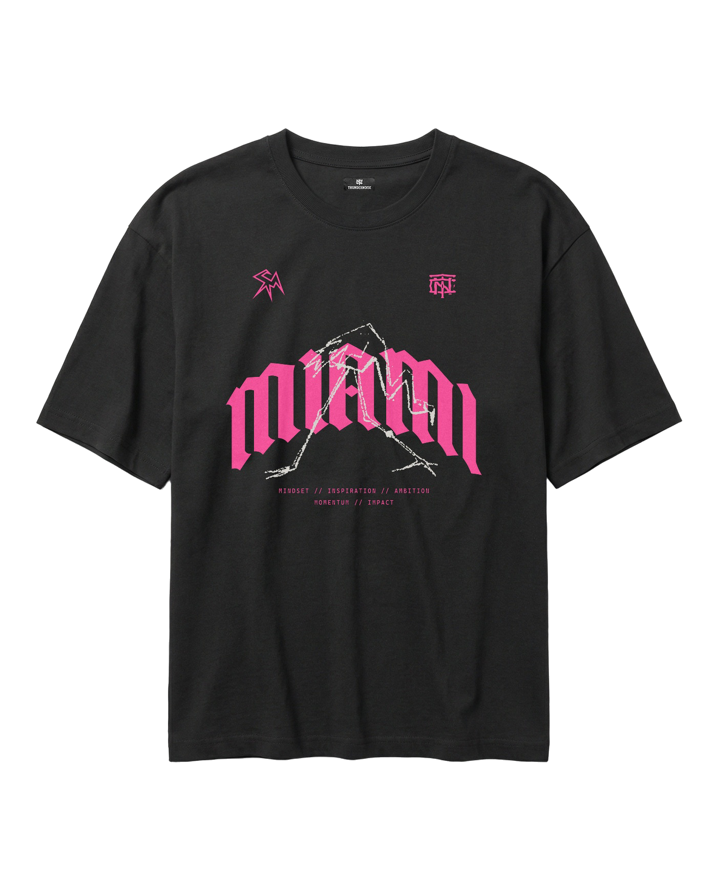 Thundernoise x Sergio Martín Miami Edition Oversize T-Shirt Black - front MIAMI graphic — Vue 2