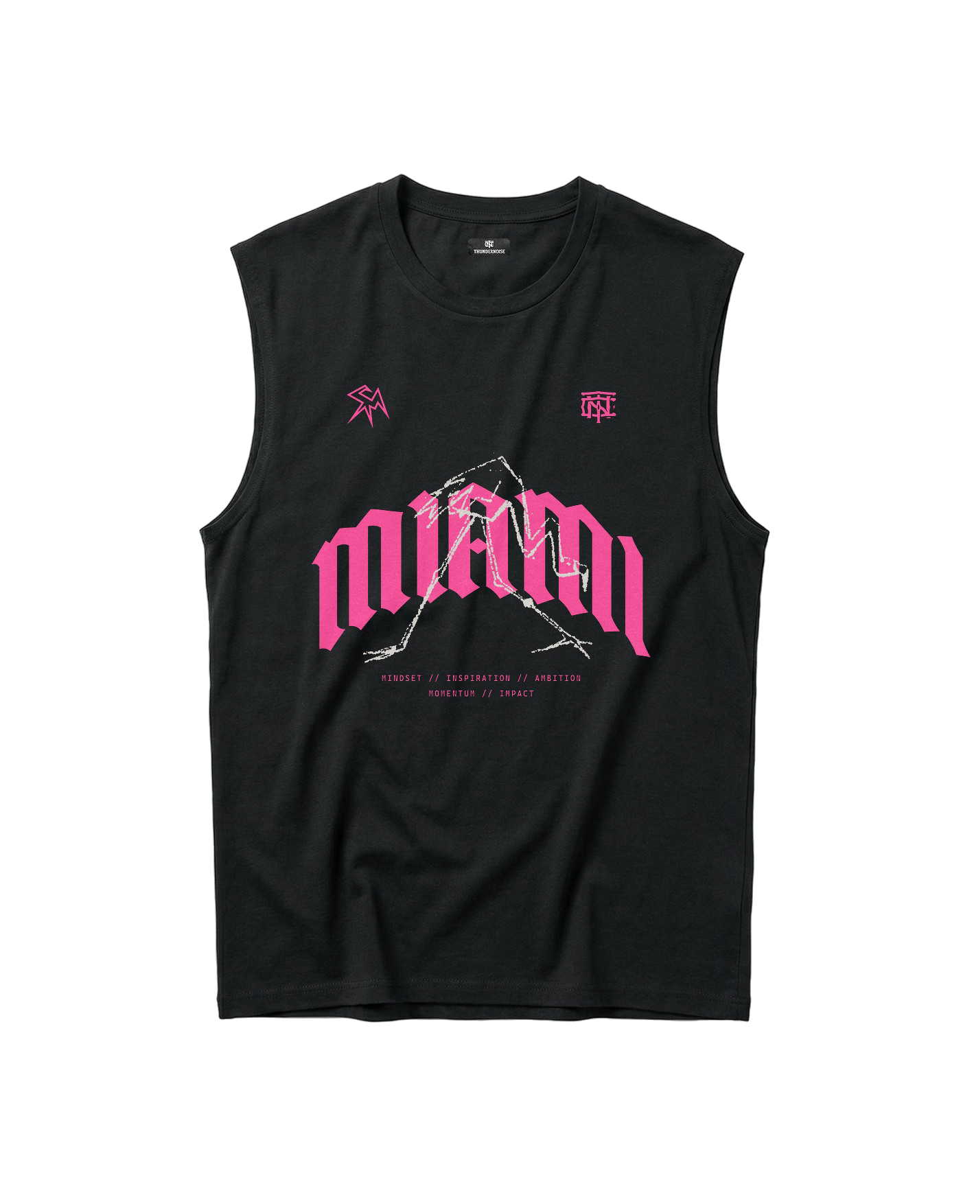 Thundernoise x Sergio Martín Miami Edition Tank Top Black - front MIAMI graphic — Vue 2