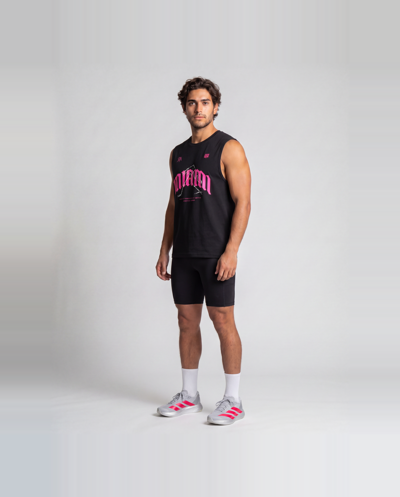 Thundernoise x Sergio Martín Miami Edition Tank Top Black - model three quarter — Vue 4