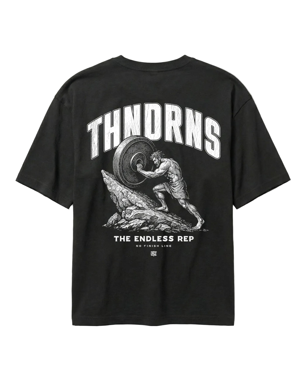 Sisyphus Relaxed Tee Black - Mockup Back — Vue 1