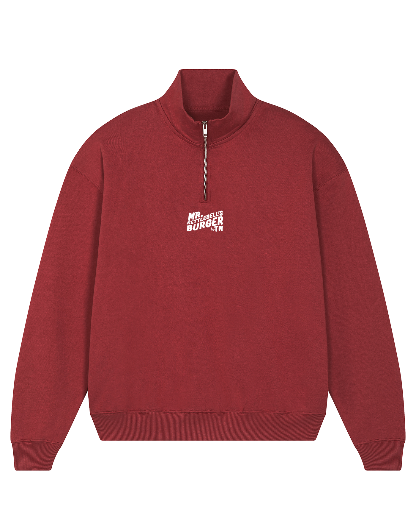 Mr. Kettlebell's Burger Half Zip Sweatshirt - Dark Red