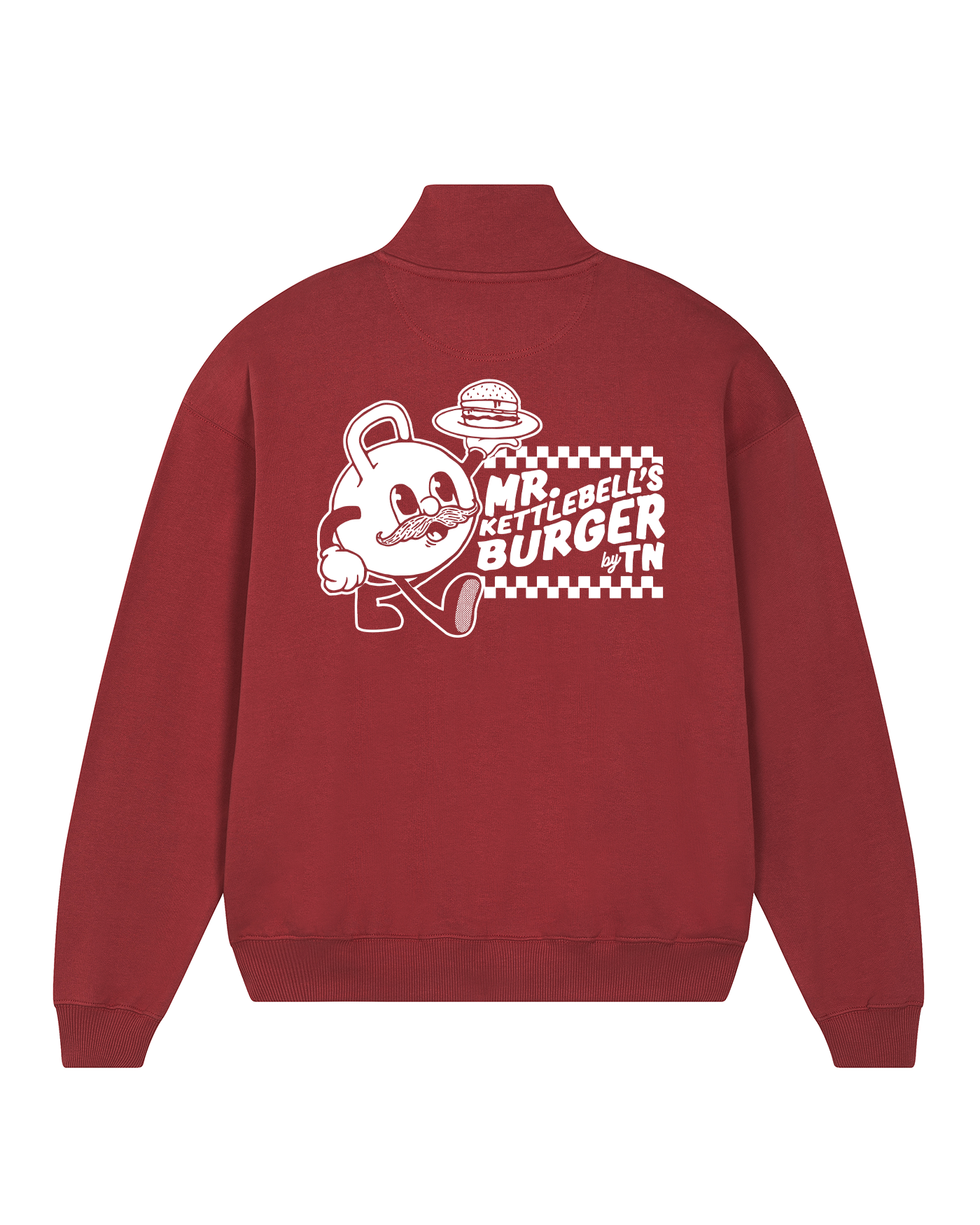 Mr. Kettlebell's Burger Half Zip Sweatshirt - Dark Red