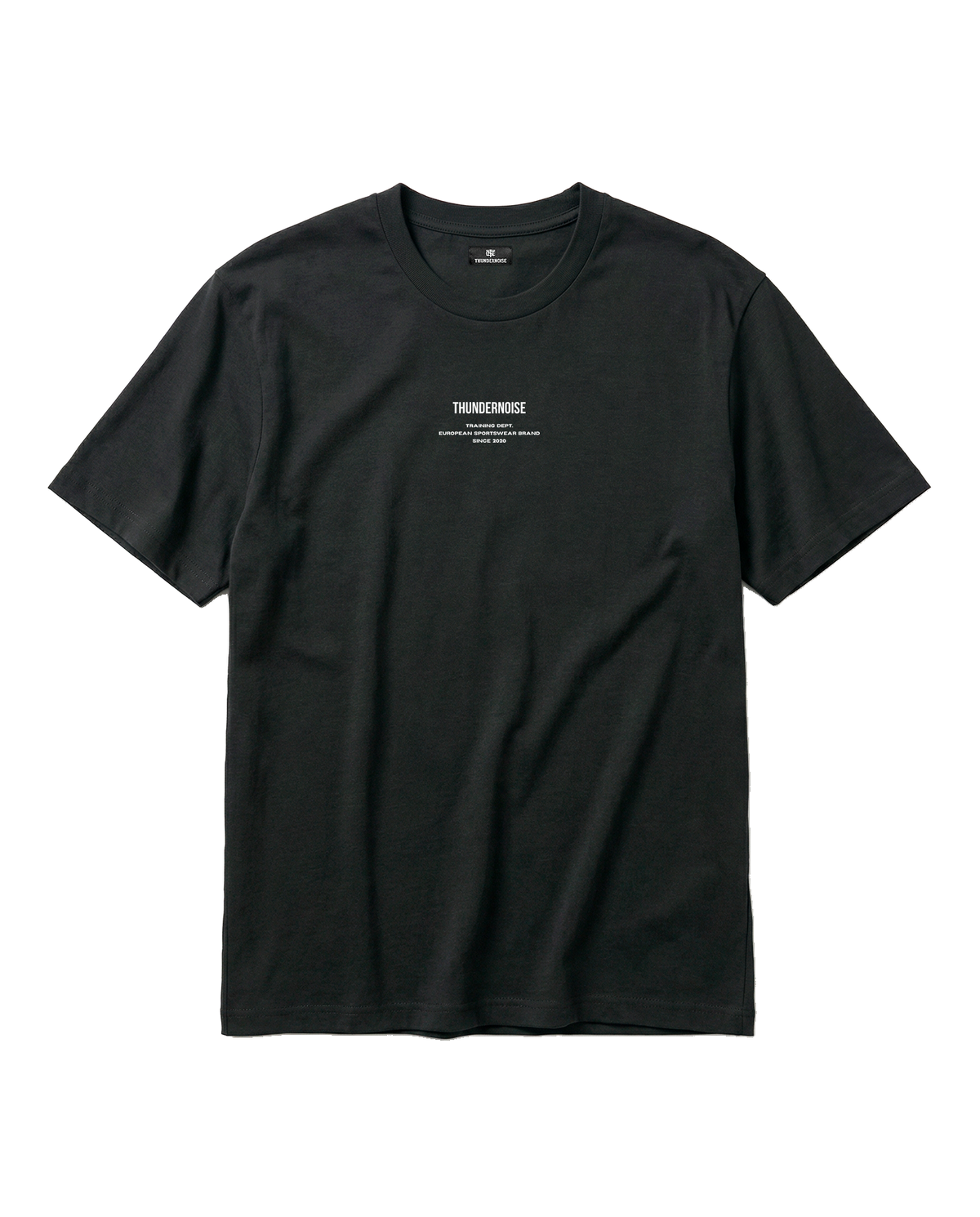Today Was My Rest Day t-shirt in black — front with the compact Thundernoise chest mark in white — Vue 5