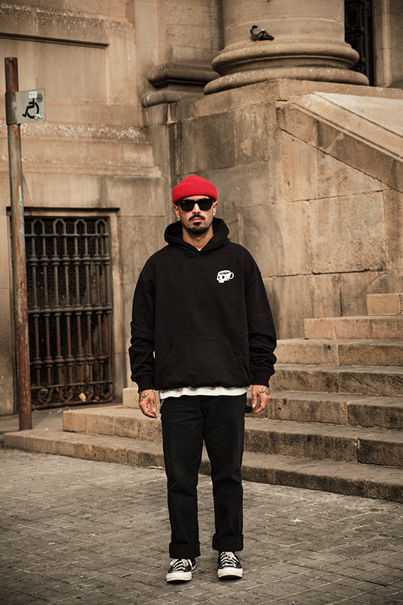 Caffeine & Weights Oversize Hoodie - Black