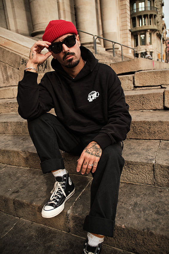 Caffeine & Weights Oversize Hoodie - Black