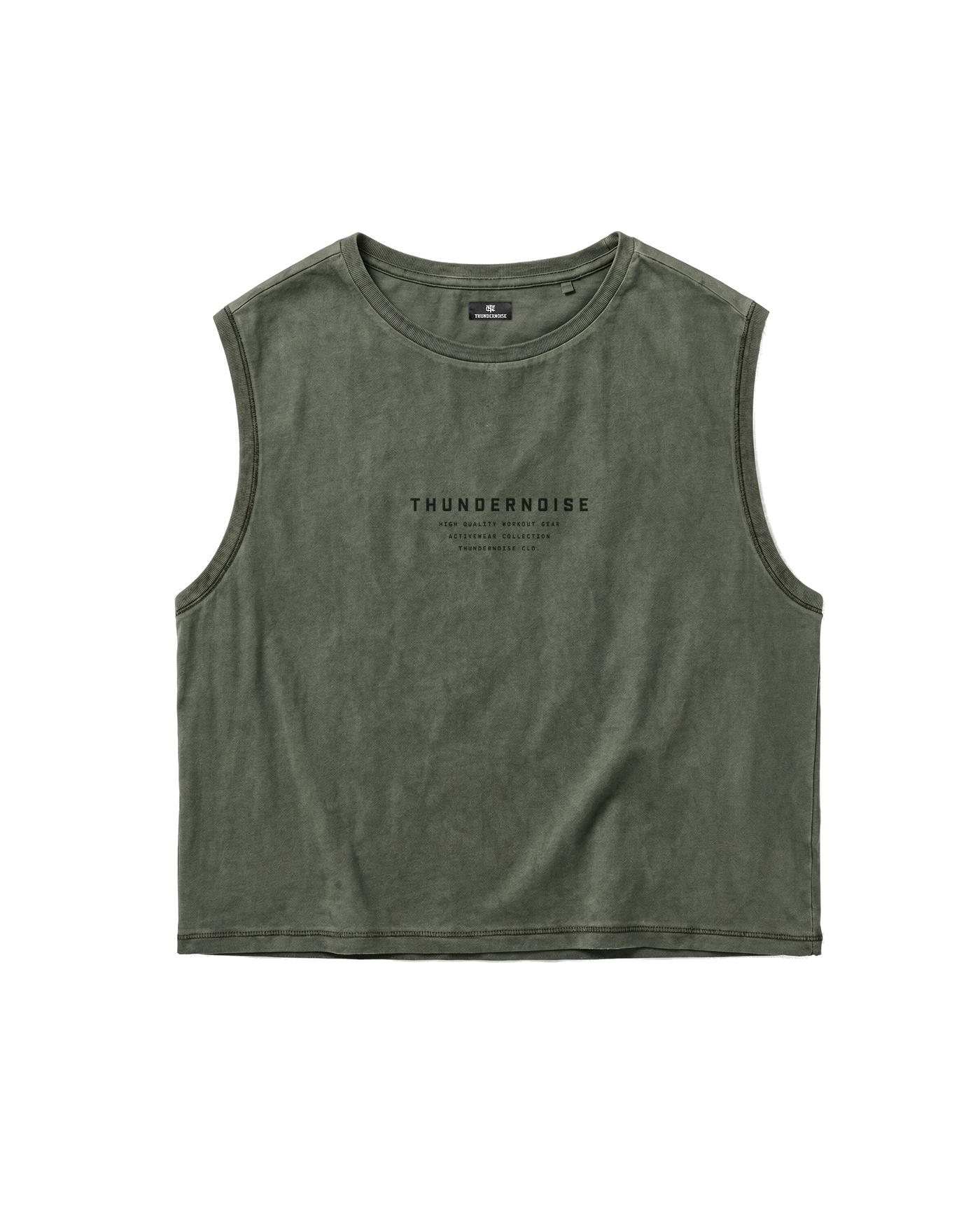 Lift Heavy Run Fast Cropped Tank Top Khaki - Flat Lay Front — View 5

