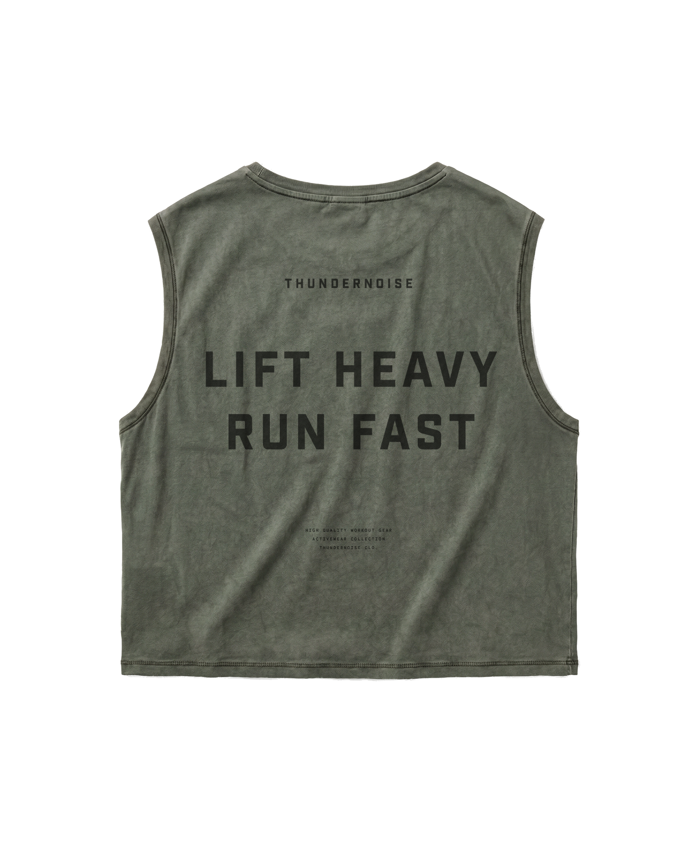 Lift Heavy Run Fast Cropped Tank Top Khaki - Flat Lay Back — View 1
