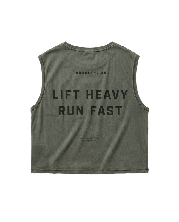 Lift Heavy Run Fast - Cropped Tank Top - Khaki