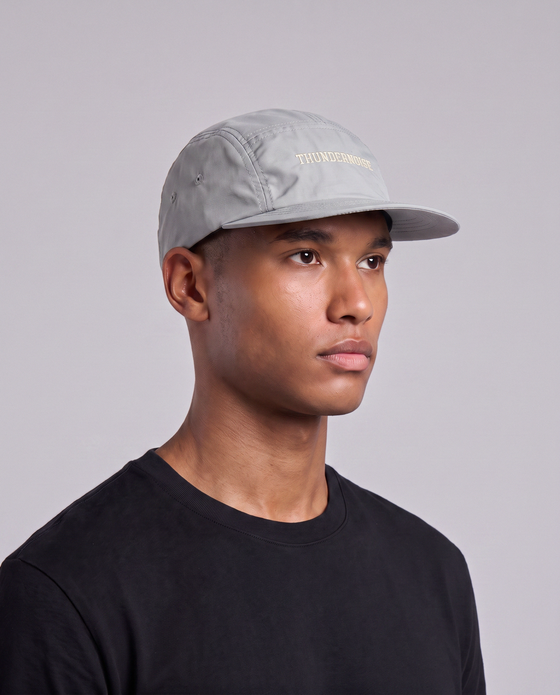 Thundernoise Nylon Ripstop Cap Light Grey - Model Three Quarter
