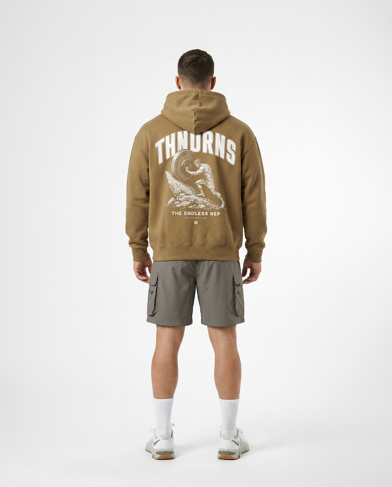 Sisyphus Hoodie Brown - Model Back — Vista 5
