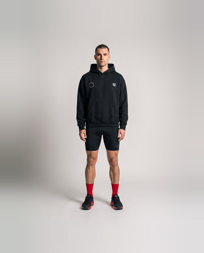 Burning Legs Social Club Oversize Hoodie Black — model front