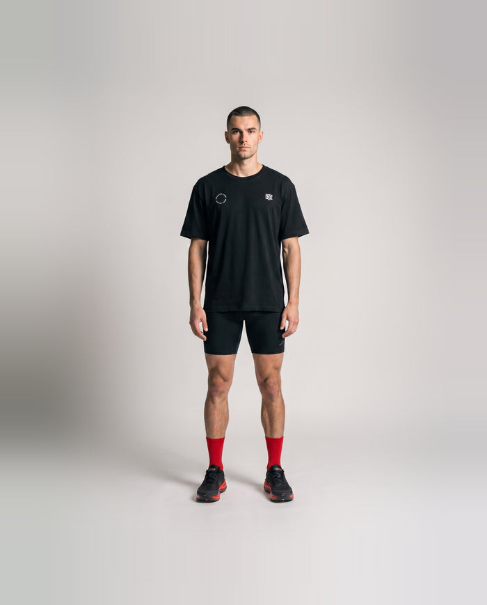 Burning Legs Social Club Oversize T-Shirt Black — model front