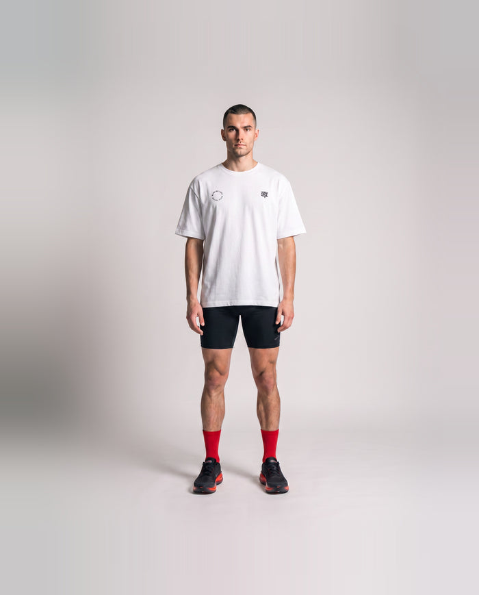 Burning Legs Social Club Oversize T-Shirt White — model front