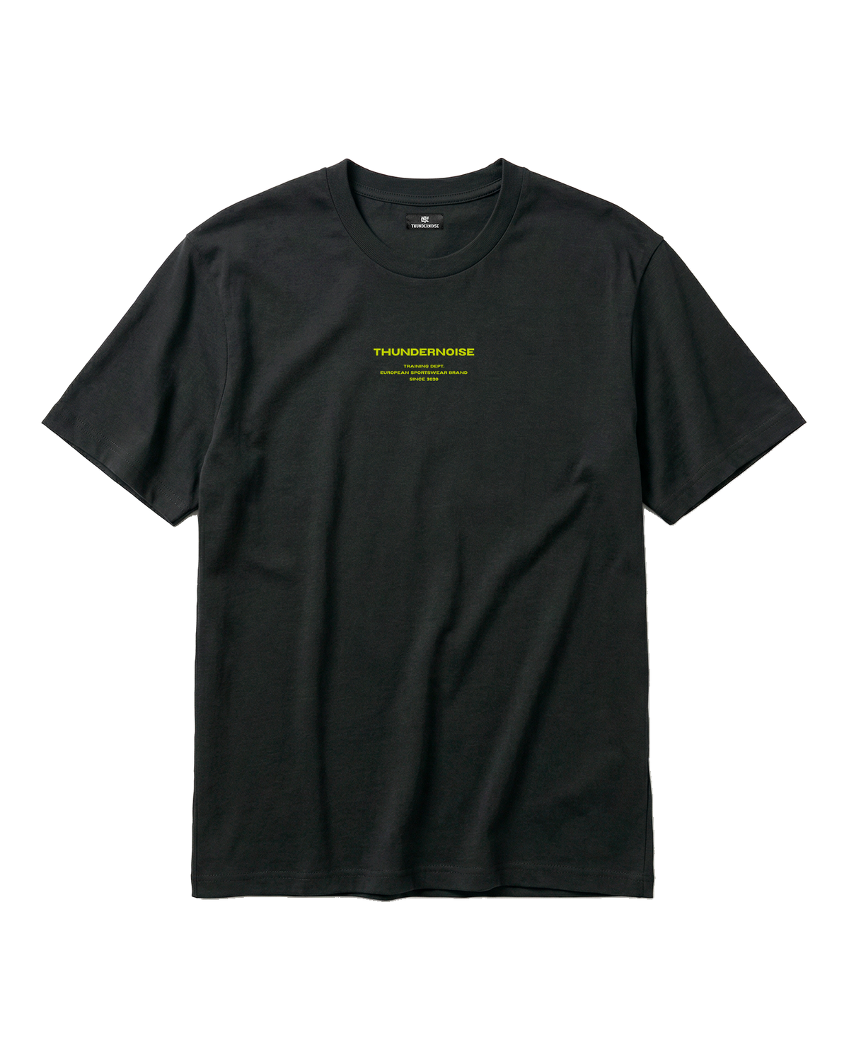 Brick by Brick t-shirt in black — front with the THUNDERNOISE TRAINING DEPT block centred on the chest in lime green — Ansicht 5
