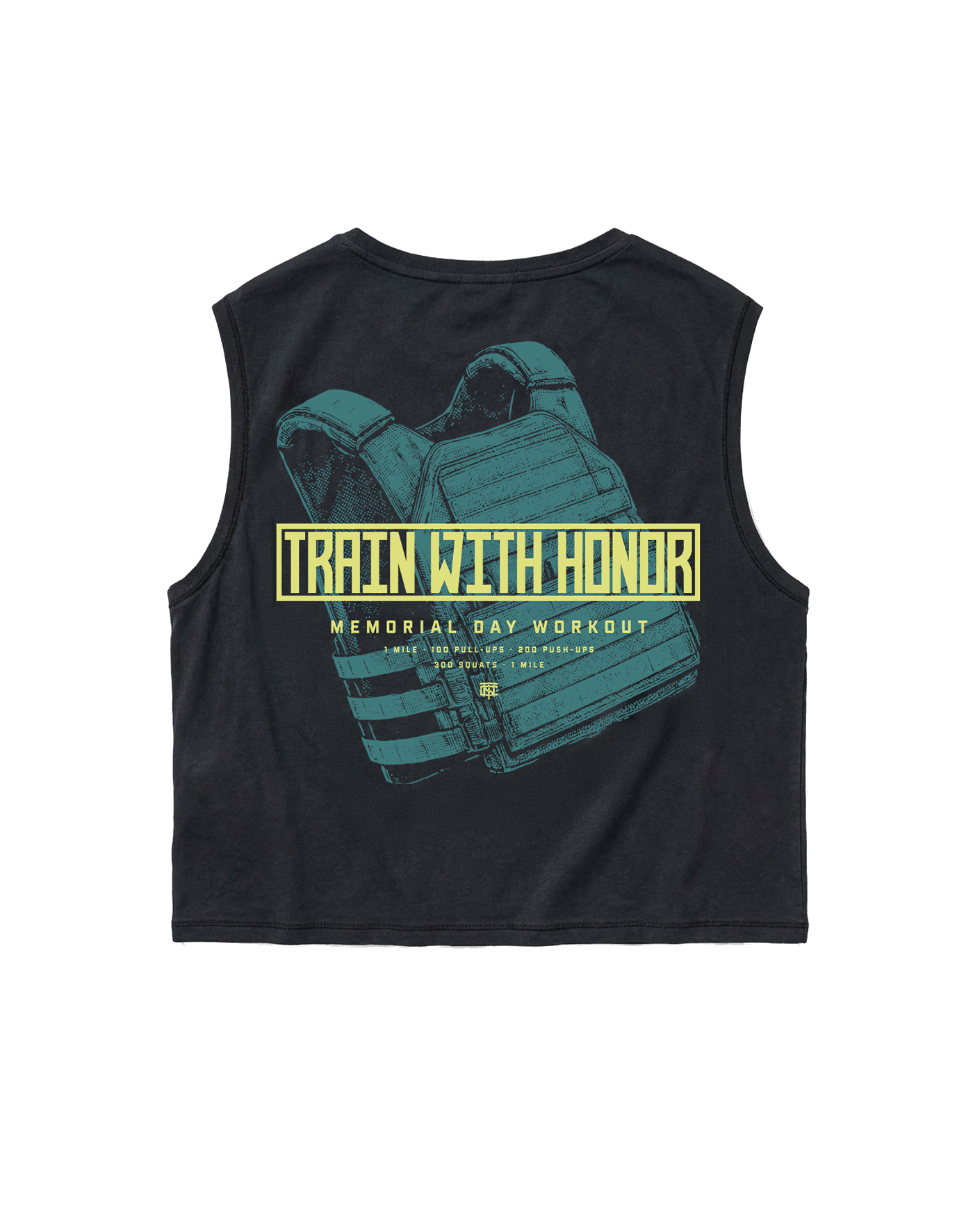 Train With Honor Cropped Tank Top Washed Grey - Back — Vista 1
