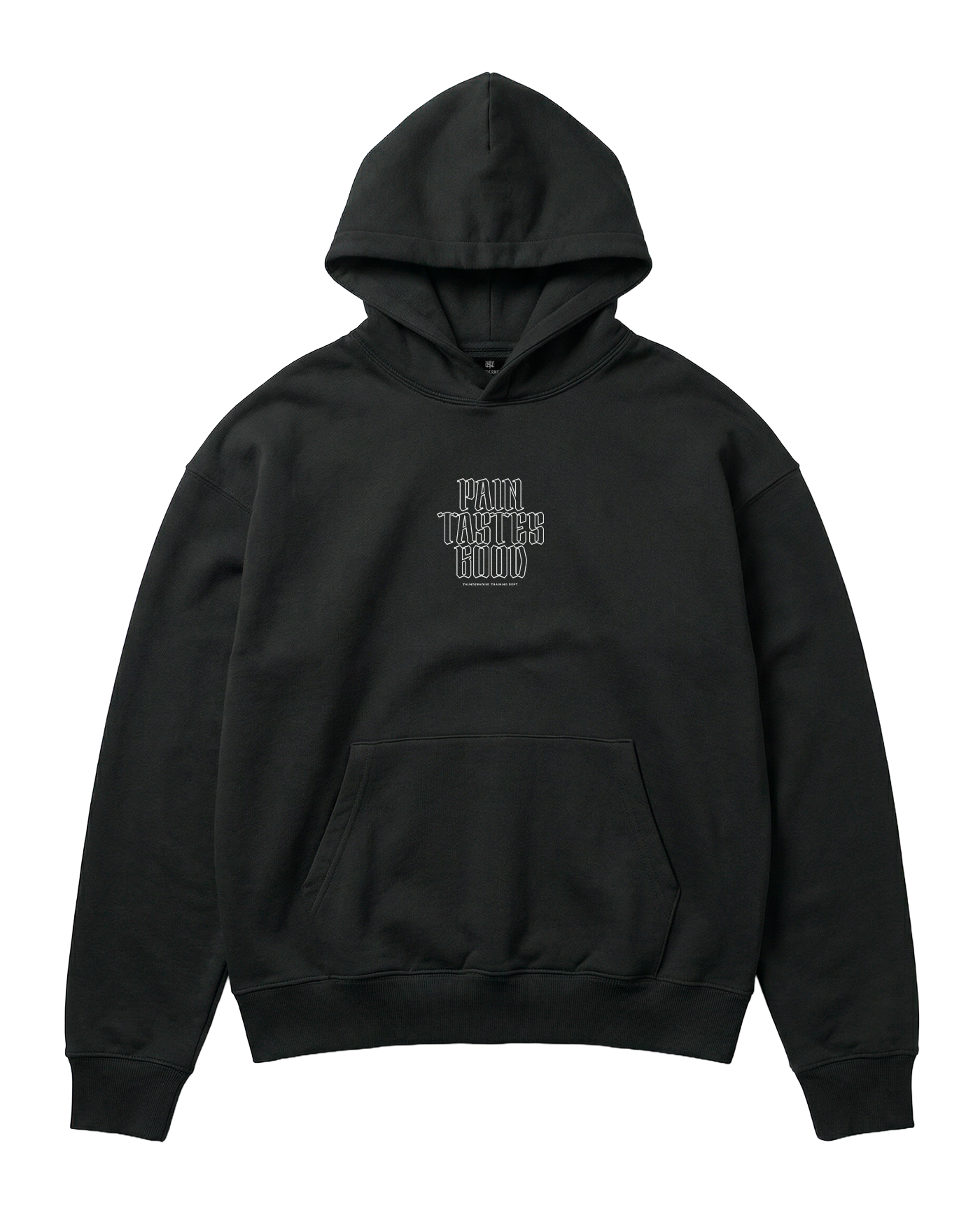 Pain Tastes Good Oversize Hoodie Black - Front — Vista 3

