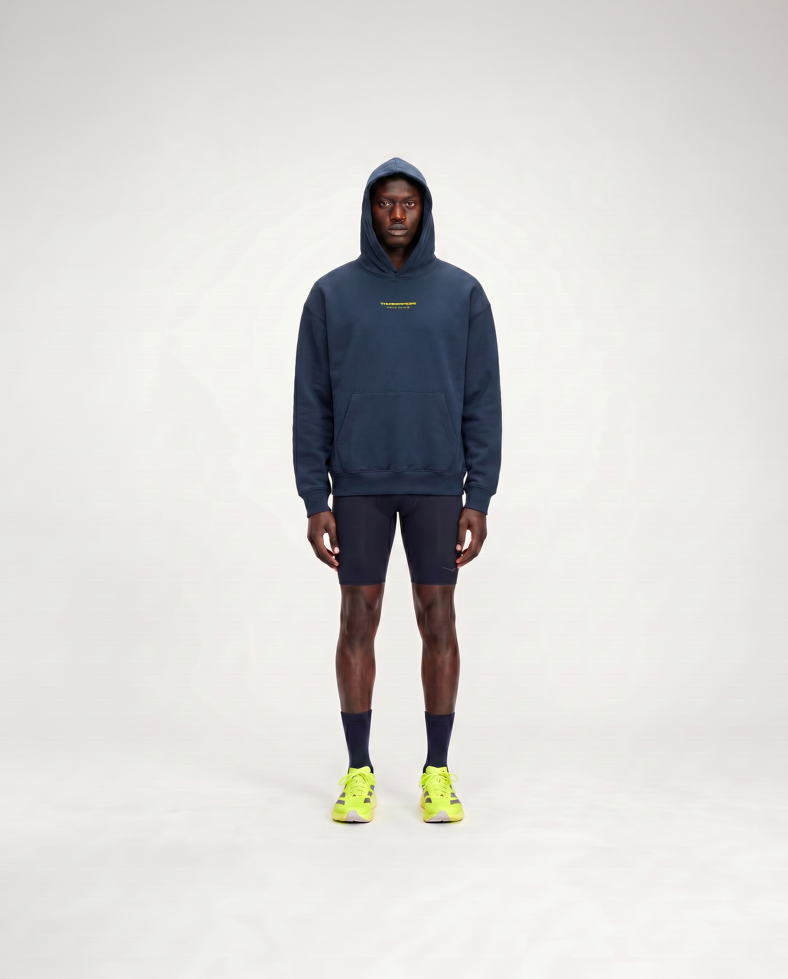 Less Ego Oversize Hoodie Navy - Model Front — Vista 5
