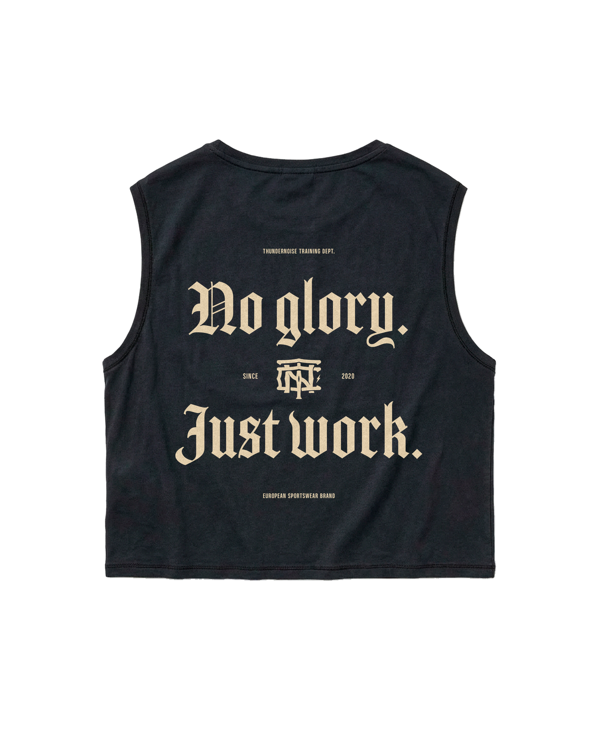 No Glory Just Work - Cropped Tank Top - Black