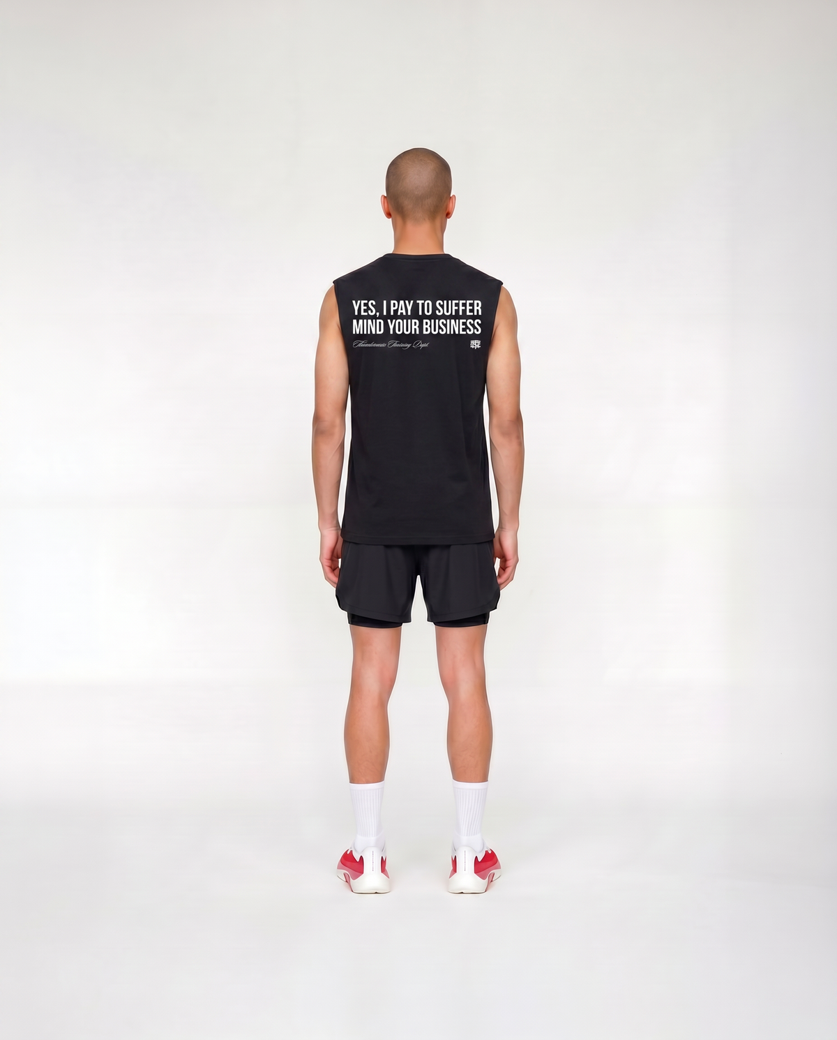 Pay to Suffer Tank Top Black - model back — View 4
