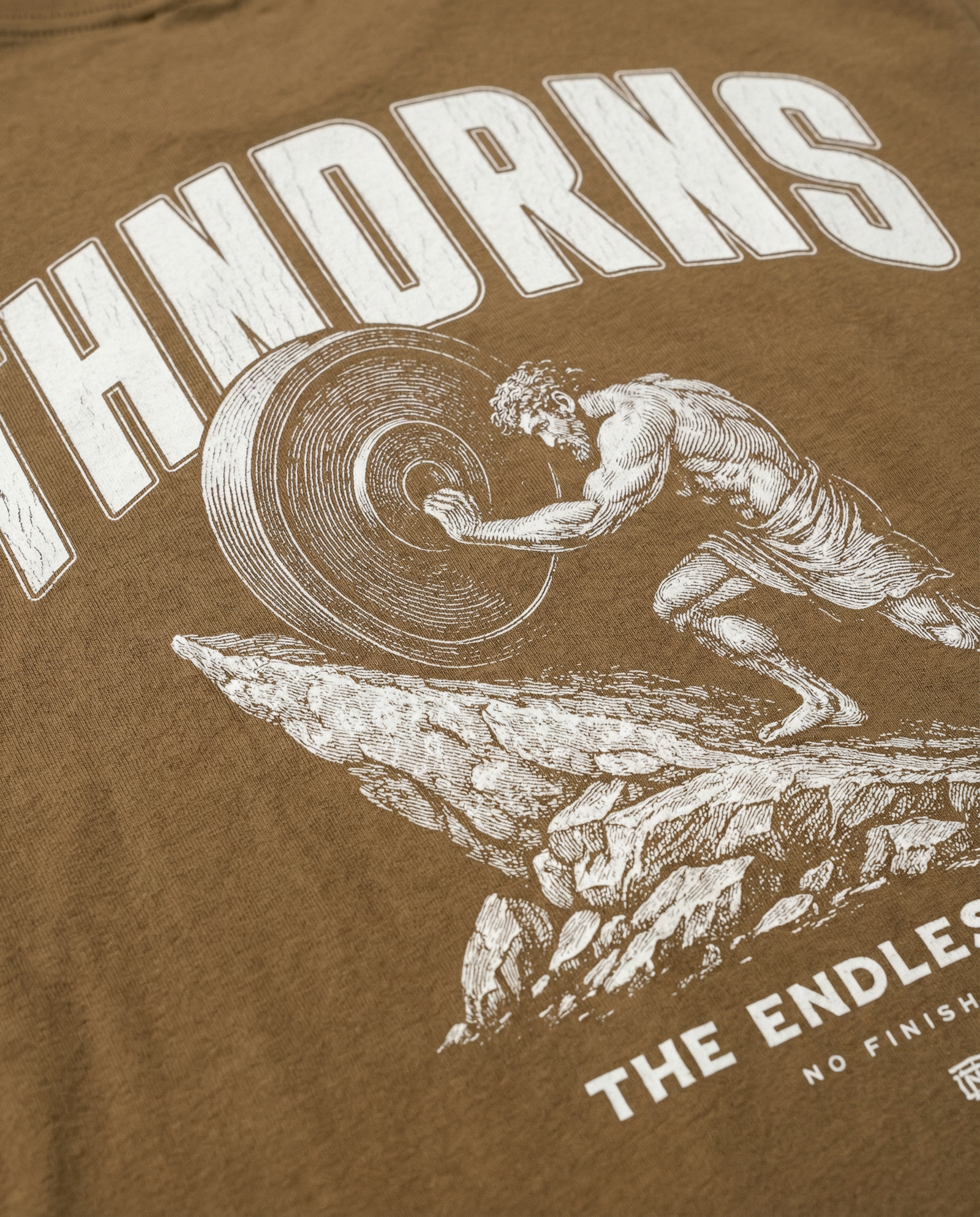 Sisyphus Hoodie Brown - Print Detail Back — Vista 6
