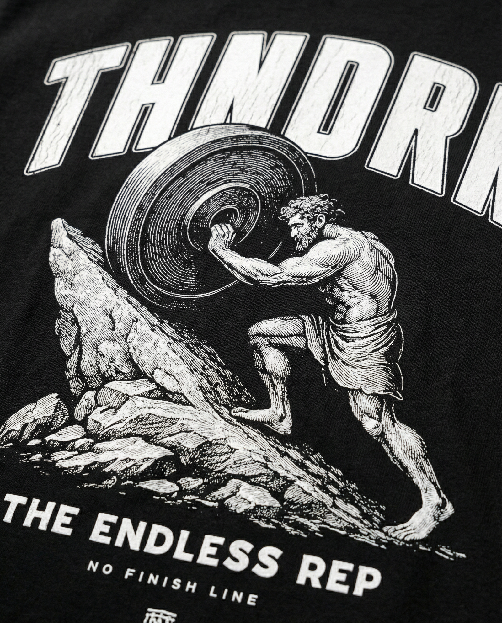 Sisyphus Hoodie Black - Print Detail Back — View 7
