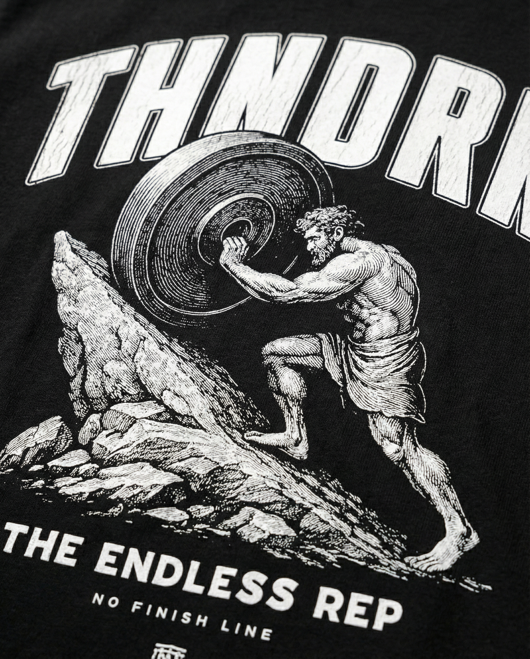 Sisyphus Hoodie Black - Print Detail Back