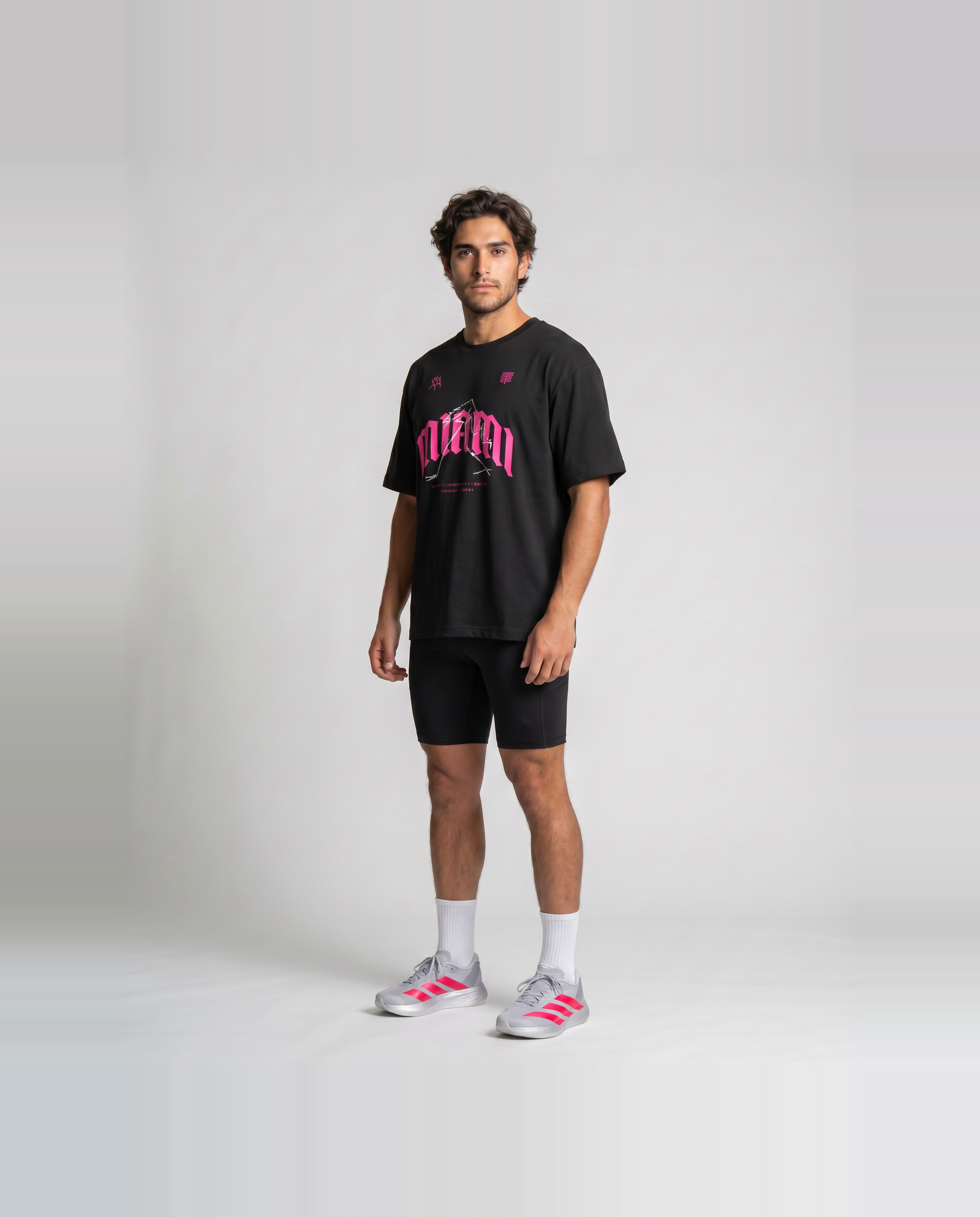 Thundernoise x Sergio Martín Miami Edition Oversize T-Shirt Black - model three quarter — Vue 4
