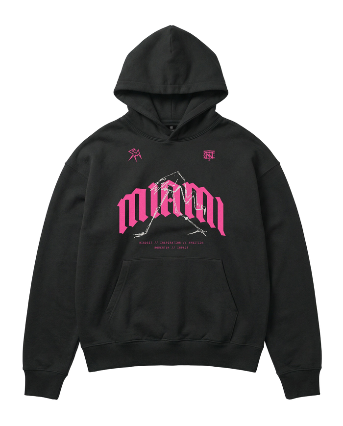 Thundernoise x Sergio Martín Miami Edition Oversize Hoodie Black - front MIAMI graphic