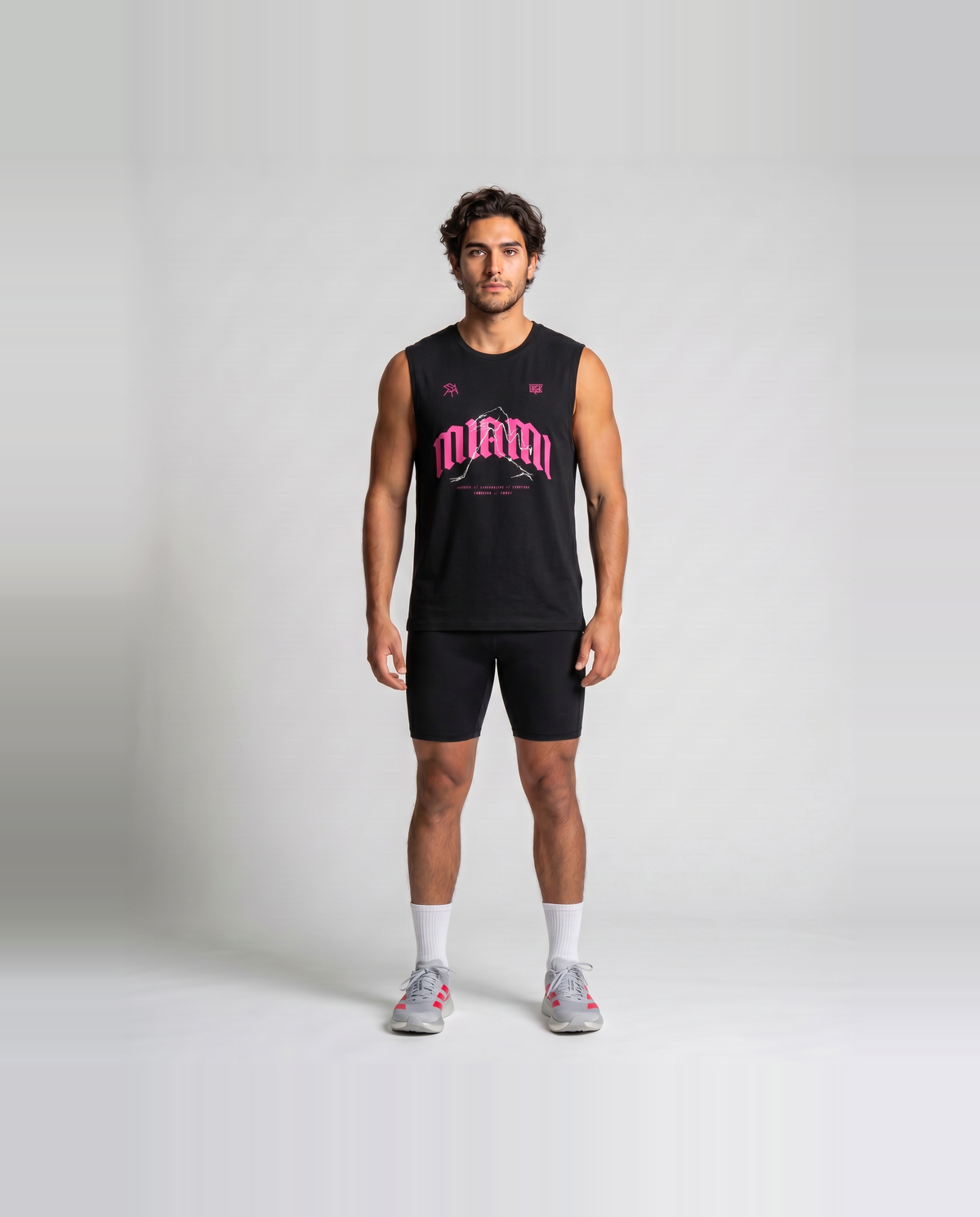 Thundernoise x Sergio Martín Miami Edition Tank Top Black - model front — Vue 3
