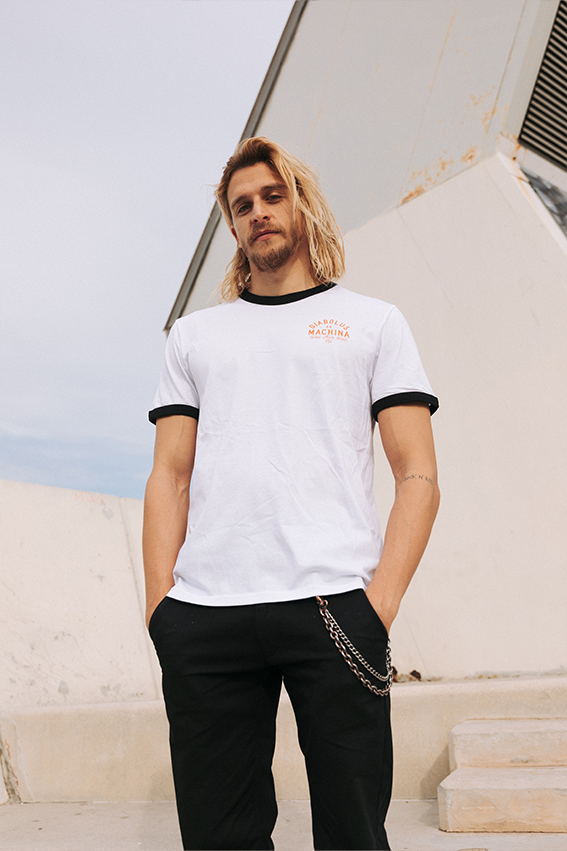 Diabolus ex Machina - Ringer T-Shirt - White — Vue 4
