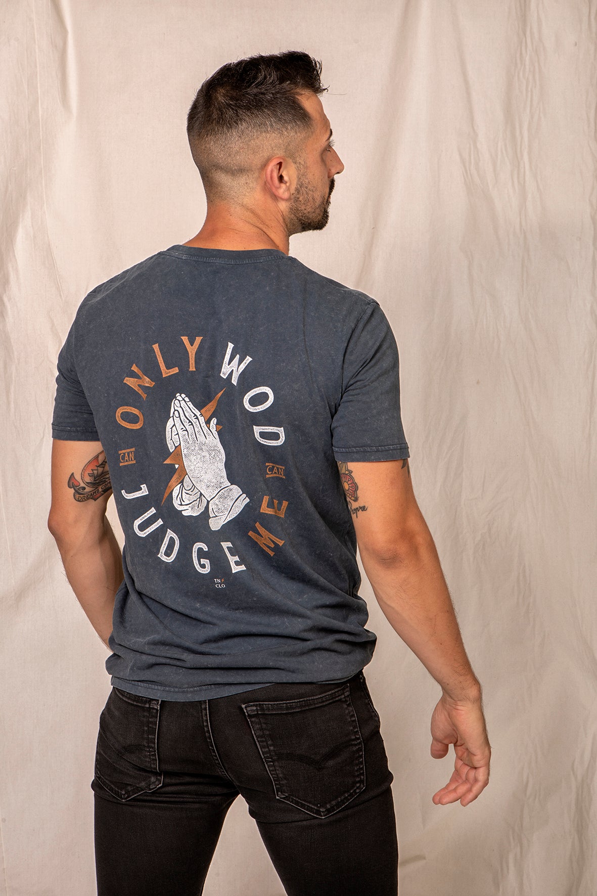 Only Wod Can Judge Me - T-Shirt - Washed Dark Grey