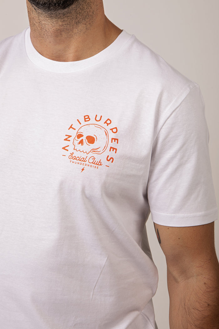 Antiburpees Social Club (Orange) - T-Shirt - White