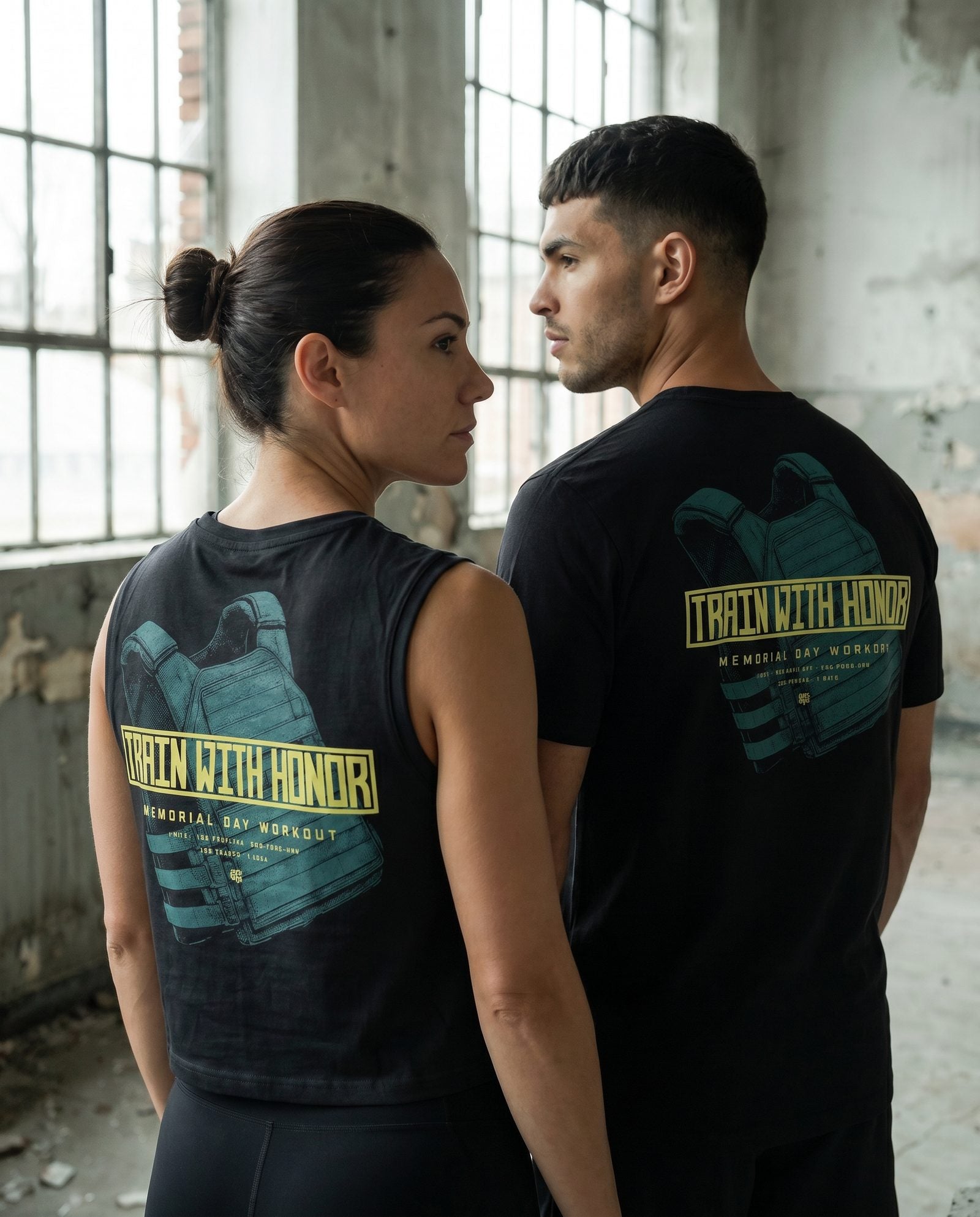 Train with Honor — back graphic on tank and tee